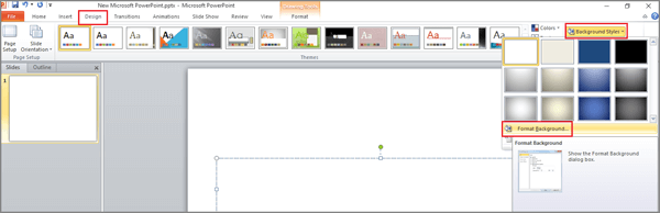 navigate to format background