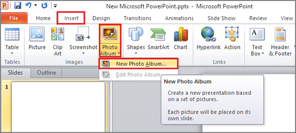 insert photo album powerpoint 2016 mac