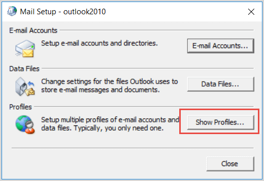 show outlook profiles