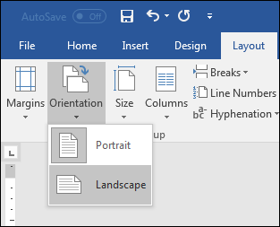 change orientation in word 2016