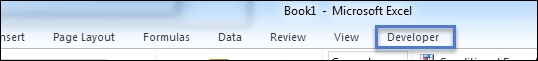 developer item shown in the excel ribbon