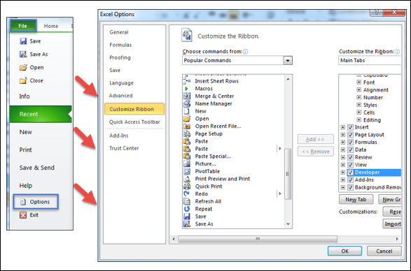 show developer item in excel 2010 2013