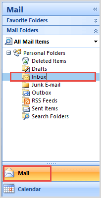 inbox folder outlook 2007