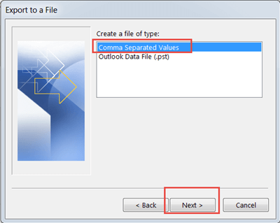 create separated values outlook-2007