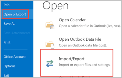 import or export outlook 2013