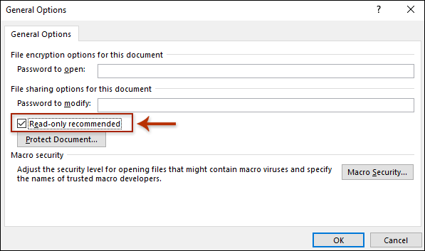 check read only checkbox in general options