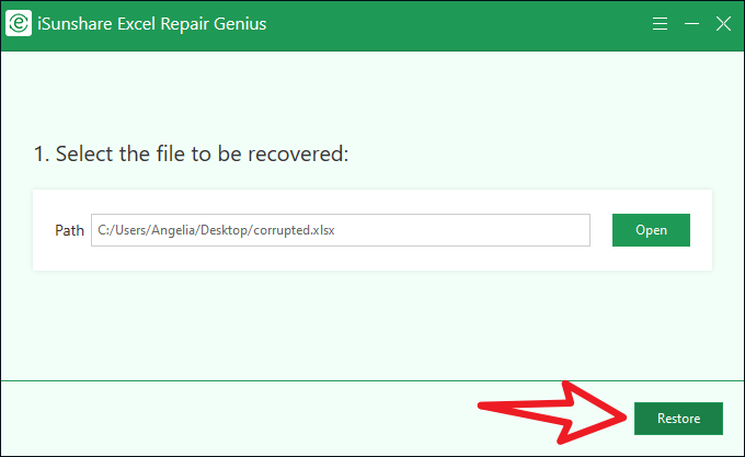 click restore button