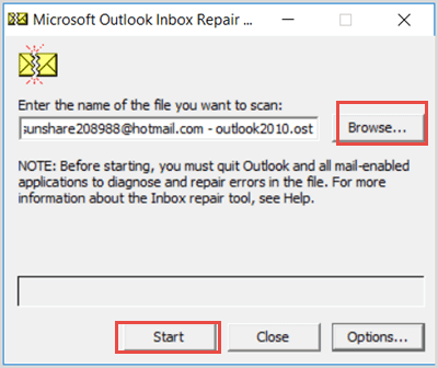 run scanpast to fix outlook not implemented