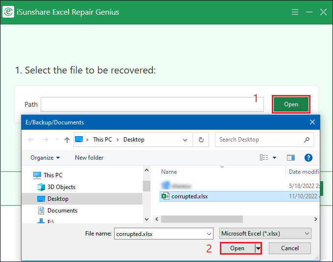 open your corrupted excel file