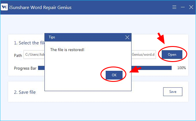 add corrupted word file to restore