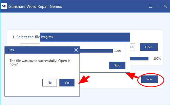 save the restored word file