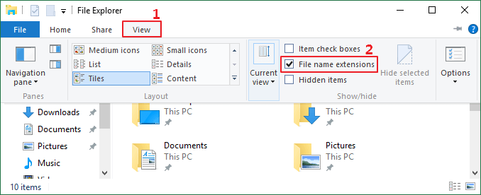 enable file name extensions