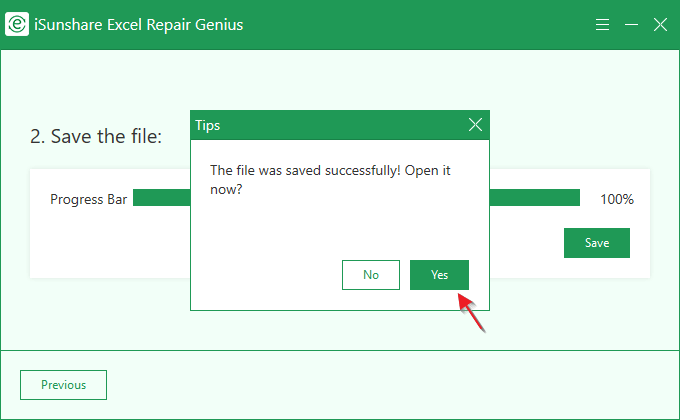 open saved excel file