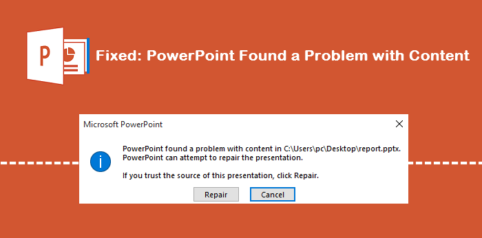 fixed powerpoint found a problem with content
