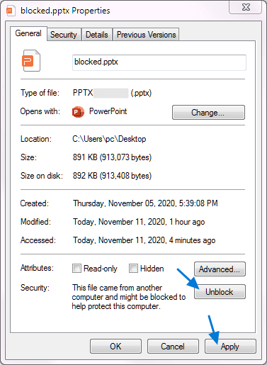unblock pptx files