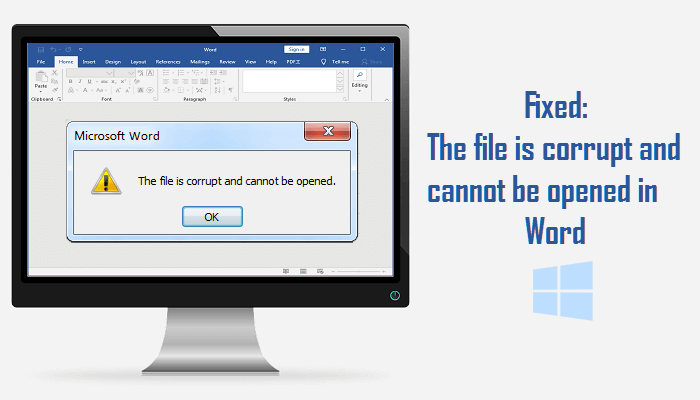 fix word error the file is corrupt and cannot be opened