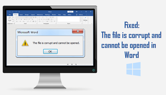 file is corrupted and cannot be opened