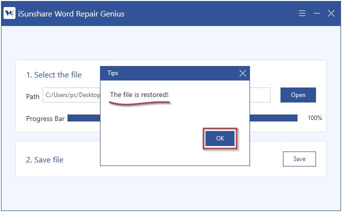 restored unopenable docx file