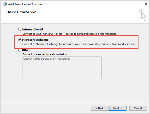 add microsoft exchange account outlook 2007