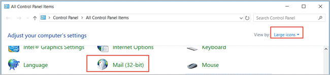 open mail in control panel outlook-2007