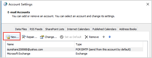 setup exchange account 2007