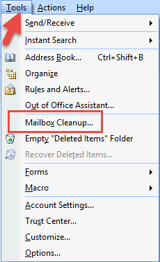 mailbox cleanup outlook 2007