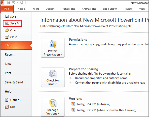 save powerpoint presentation as word document