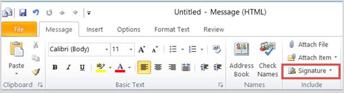 open outlook signature window