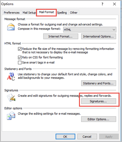 open signature outlook 2007