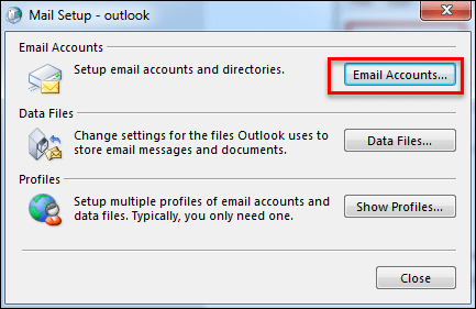 click email account in dialog