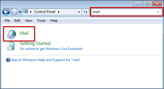 find mail item on control panel