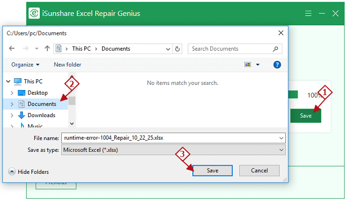 save repaired excel file