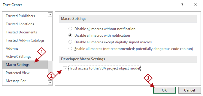 trust access to vba project