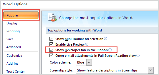 locate word options popular