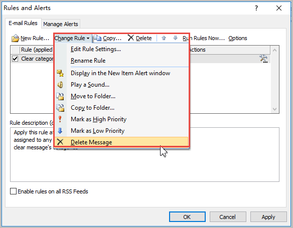 change rule outlook 2007