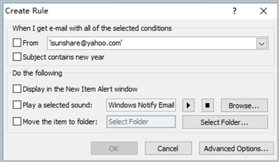 create new rule from email outlook 2007