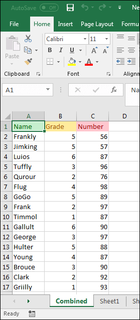 merging result in excel