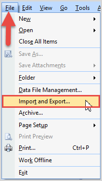 click file import and export