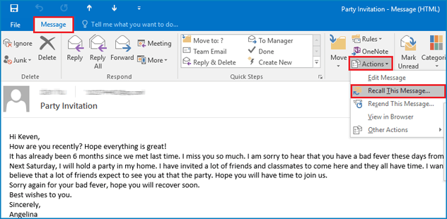 recall an email in outlook 2016