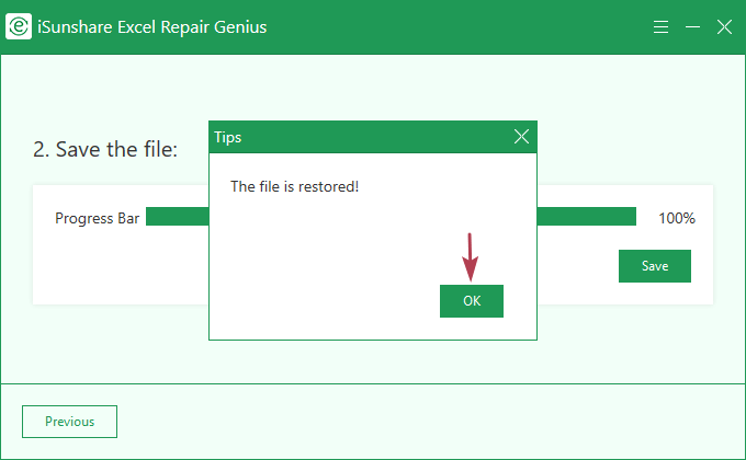 xlsx file is restored