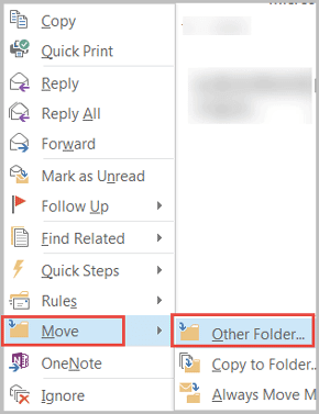 move to other folfer outlook 2013