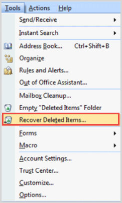 recover deleted items outlook 2007