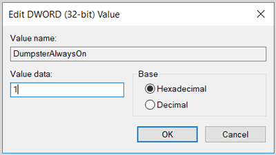 set thevalue data to 1