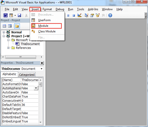 command to remove hyperlink in word