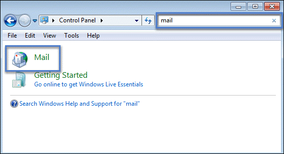 find mail item on control panel