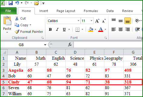 paste the formatting to the target row