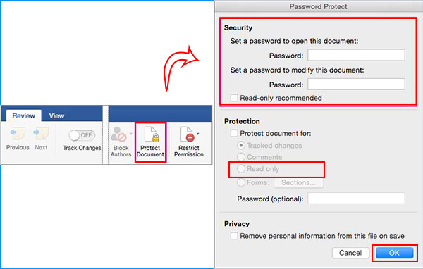  make Word document protected on MacOS