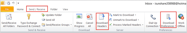 downloa headers in this folder outlook 2007