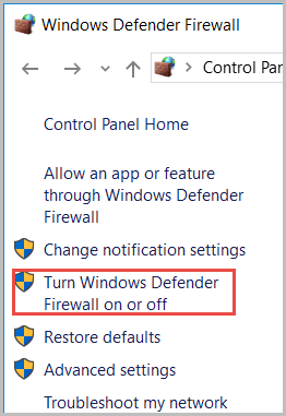 turn windows defender firewall on or off