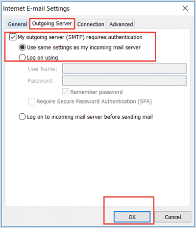 use name settings as my incoming mail server